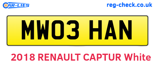 MW03HAN are the vehicle registration plates.