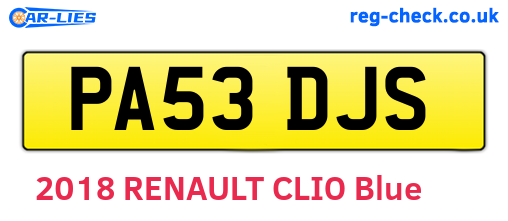 PA53DJS are the vehicle registration plates.
