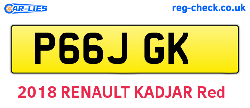 P66JGK are the vehicle registration plates.
