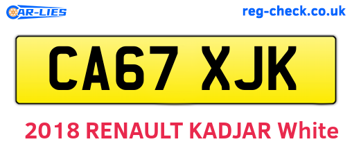 CA67XJK are the vehicle registration plates.