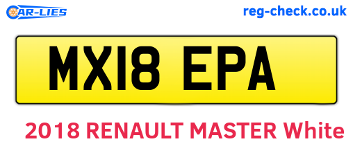 MX18EPA are the vehicle registration plates.