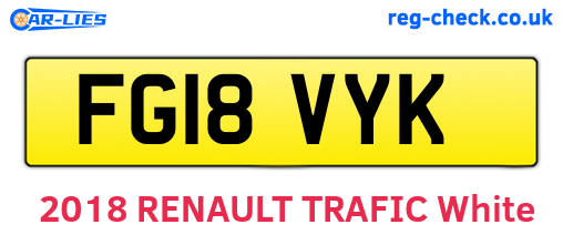 FG18VYK are the vehicle registration plates.