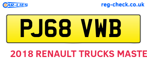 PJ68VWB are the vehicle registration plates.