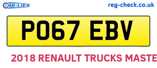 PO67EBV are the vehicle registration plates.