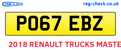 PO67EBZ are the vehicle registration plates.