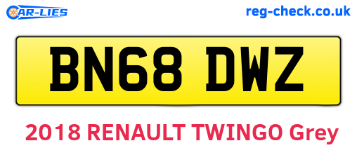 BN68DWZ are the vehicle registration plates.