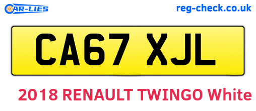 CA67XJL are the vehicle registration plates.