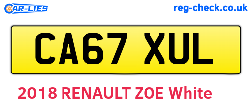 CA67XUL are the vehicle registration plates.
