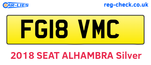 FG18VMC are the vehicle registration plates.