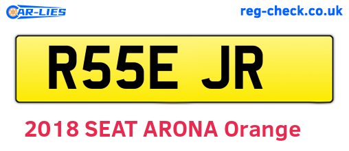 R55EJR are the vehicle registration plates.