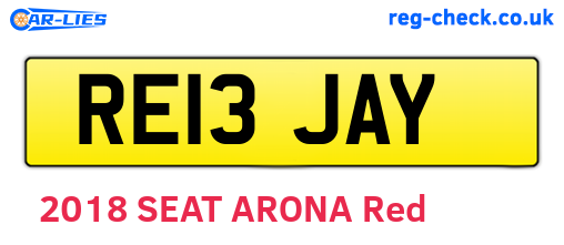 RE13JAY are the vehicle registration plates.