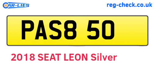 PAS850 are the vehicle registration plates.