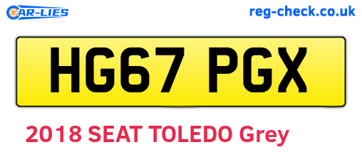 HG67PGX are the vehicle registration plates.