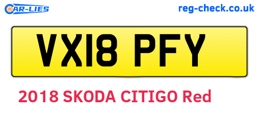 VX18PFY are the vehicle registration plates.