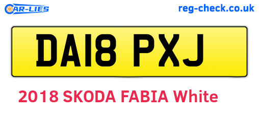 DA18PXJ are the vehicle registration plates.