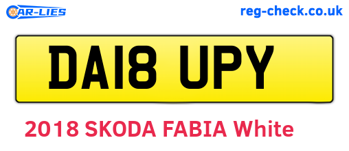 DA18UPY are the vehicle registration plates.