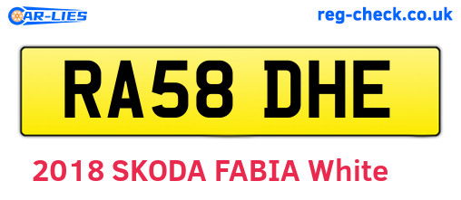 RA58DHE are the vehicle registration plates.