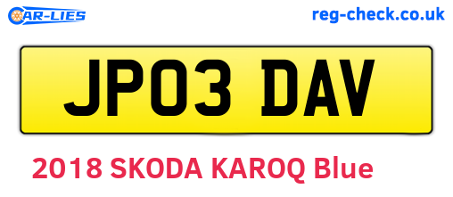 JP03DAV are the vehicle registration plates.