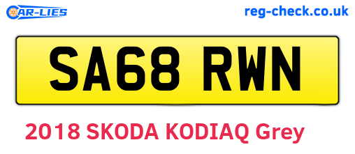 SA68RWN are the vehicle registration plates.