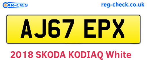 AJ67EPX are the vehicle registration plates.