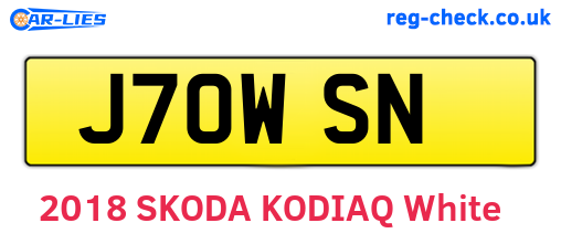 J70WSN are the vehicle registration plates.