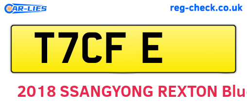 T7CFE are the vehicle registration plates.