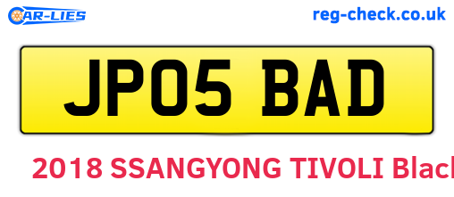 JP05BAD are the vehicle registration plates.