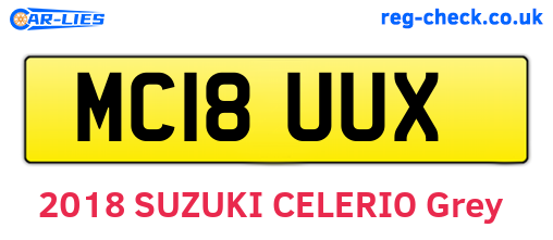 MC18UUX are the vehicle registration plates.