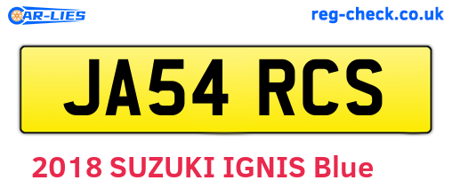 JA54RCS are the vehicle registration plates.