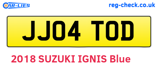 JJ04TOD are the vehicle registration plates.