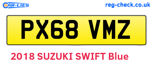 PX68VMZ are the vehicle registration plates.