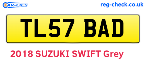 TL57BAD are the vehicle registration plates.
