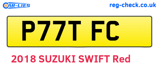 P77TFC are the vehicle registration plates.