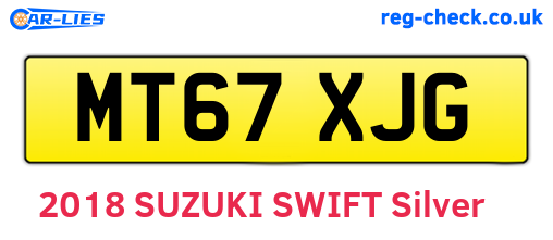 MT67XJG are the vehicle registration plates.