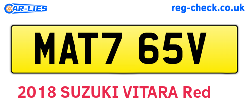 MAT765V are the vehicle registration plates.