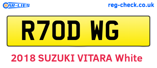 R70DWG are the vehicle registration plates.