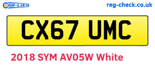 CX67UMC are the vehicle registration plates.