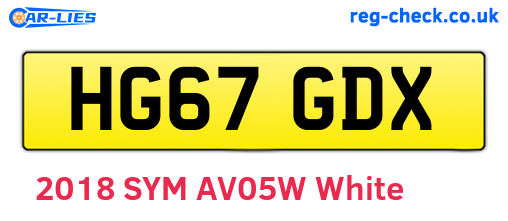 HG67GDX are the vehicle registration plates.