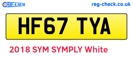 HF67TYA are the vehicle registration plates.