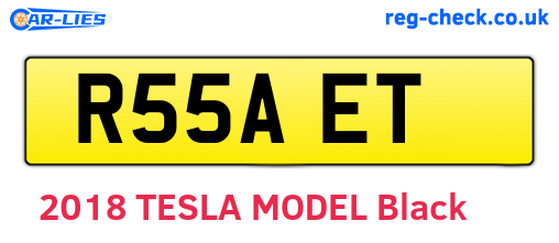 R55AET are the vehicle registration plates.