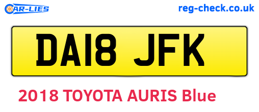 DA18JFK are the vehicle registration plates.