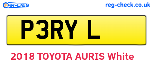 P3RYL are the vehicle registration plates.
