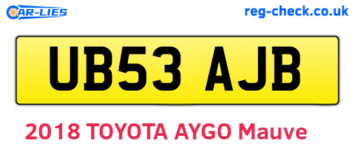 UB53AJB are the vehicle registration plates.