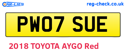 PW07SUE are the vehicle registration plates.