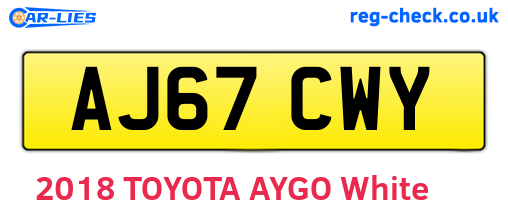 AJ67CWY are the vehicle registration plates.