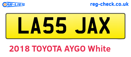 LA55JAX are the vehicle registration plates.