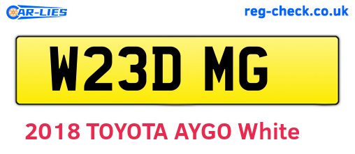 W23DMG are the vehicle registration plates.