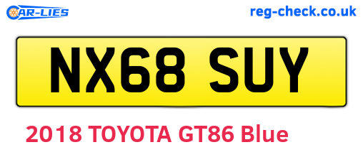 NX68SUY are the vehicle registration plates.
