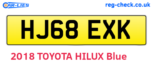 HJ68EXK are the vehicle registration plates.