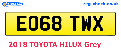 EO68TWX are the vehicle registration plates.